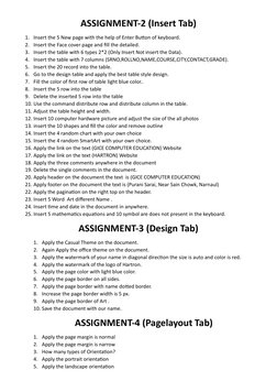 MS Word Practical Assignment Guide | PDF | Microsoft Word | Page Layout