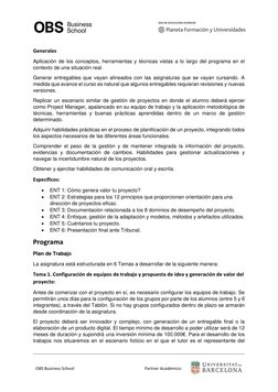OBS Business School 
 
 
Partner Académico: 
 
Generales 
Aplicación de los conceptos, herramientas y técnicas vist