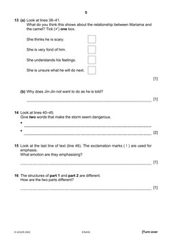 5 
© UCLES 2022 
E/S4/02 
[Turn over 
13 (a) Look at lines 38–41. 
 
 
What do you think this shows about the relationship be