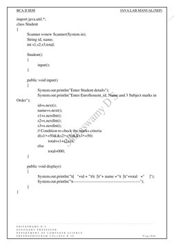 BCA II Semester Java Lab Manual | PDF | Integer (Computer Science ...