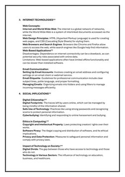 3. INTERNET TECHNOLOGIES** 
 
Web Concepts: 
Internet and World Wide Web: The internet is a global network of networks, 
wh