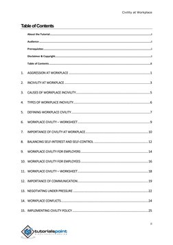 Civility at Workplace 
ii 
 
 
Table of Contents 
About the Tutorial ........................................................