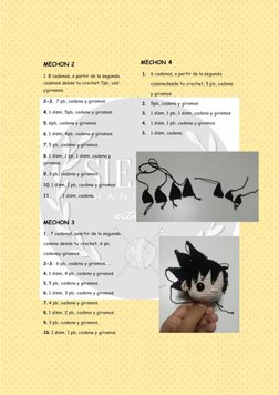 MECHON 2
1. 8cadenas, a partir de la segunda
cadenas desde tu crochet 7pb,cad
Ygiramos,
2-3. 7 pb, cadena y giramos.
4.1 dism