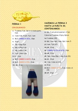 rIEANS
PIERNA
1
HACEMOS LA PIERNA2
HASTA LA VUELTA 20,
CON COLOR ROJO:
CONTINUAMOS:
1.
7cadenas, 5pb, 3pb en
el mismo punto,