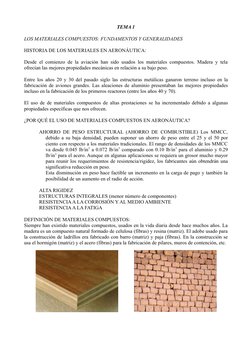 TEMA 1
LOS MATERIALES COMPUESTOS: FUNDAMENTOS Y GENERALIDADES
HISTORIA DE LOS MATERIALES EN AERONÁUTICA:
Desde el comienzo de