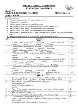 TAKSHILA SCHOOL, AHMEDNAGAR
PT.1 EXAMINATION (2024-25)
CLASS:  XII