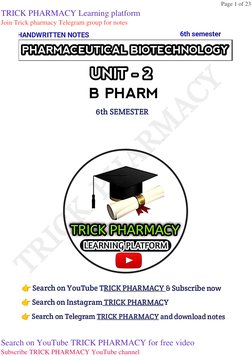 TRICK  PHARMACY
Page 1 of 23
TRICK PHARMACY Learning platform
Join Trick pharmacy Telegram group for notes
Search on YouTube