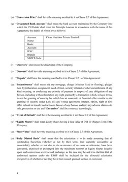 (p) “Conversion Price” shall have the meaning ascribed to it in Clause 2.7 of this Agreement; 
 
(q) “Designated Bank Account