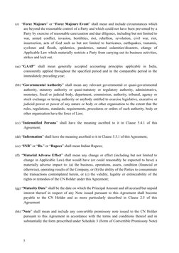 (z) “Force Majeure” or “Force Majeure Event” shall mean and include circumstances which
are beyond the reasonable control of