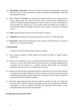 (qq) “Shareholders’ Agreement” shall mean the share subscription and shareholders’ agreement
dated 30.10.2020 executed betwee