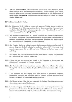 2.1       Sale and Issuance of Note: Subject to the terms and conditions of this Agreement, the CN
Holder agrees to obtain at