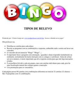 TIPOS DE RELEVO 
 
 
 
 
Produzido por:  Cleiton Araújo em  www.nerdprofessor.com.br/loja  Acesse e obtenha novos jogos