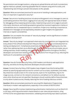 file permissions and storage locations, using secure upload libraries with built-in protections 
against malicious uploads, s