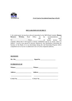 MCB Bank Ltd                                        (To be Typed on Non-Judicial Stamp Paper of Rs.20) 
 
 
 
 
 
 
 
 
DE