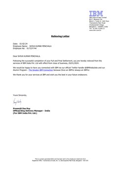 IBM Relieving and Experience Letter | PDF | Business | Computer Hardware