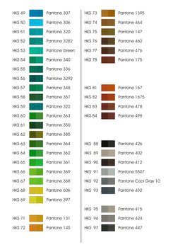 Pms Code 356 HKS Color Codes and Pantone Equivalents | PDF | Qualia | Color