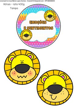 EMOÇÕES 
E SENTIMENTOS
EMOÇÕES 
E SENTIMENTOS
EMOÇÕES 
E SENTIMENTOS
Rótulo - lata 400g
Tampa
Licensed to Lívya Maria Lopes G