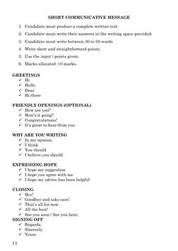 2 | Part 6 UASA Short Communicative Message Practice Book – Cikgu Marza 2022
SHORT COMMUNICATIVE MESSAGE
1. Candidate mus