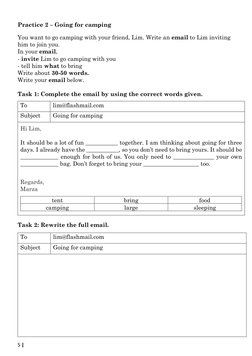 5 | Part 6 UASA Short Communicative Message Practice Book – Cikgu Marza 2022
Practice 2 – Going for camping
You want to g