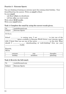 8 | Part 6 UASA Short Communicative Message Practice Book – Cikgu Marza 2022
Practice 5 – Extreme Sports
You are thinking