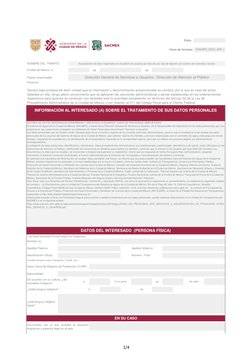 Folio:
de
de
Si
No
SISTEMA DE DATOS PERSONALES DENOMINADO “SERVICIOS A USUARIOS” AVISO DE PRIVACIDAD SIMPLIFICADO
El sistema