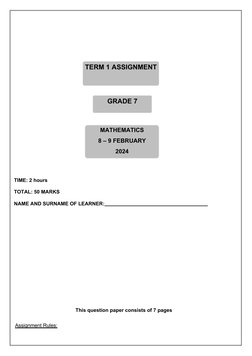 Grade 7 Term 1 Maths Assignment | PDF | Mathematics