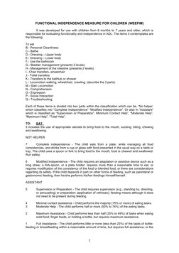 Weefim Assessment.pdf WEEFIM Scoring Manual for Children | PDF | Urinary Incontinence ...