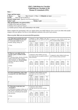 CBCL Child Behavior Checklist Overview | PDF | Behavioural Sciences ...