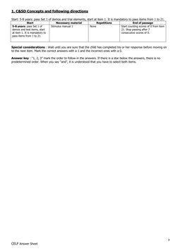 Celf 5 Protocol.pdf CELF-5 Assessment Protocol 5-8 Years | PDF