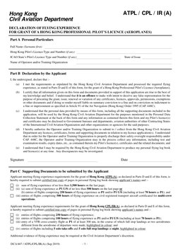 HKCAD DCA 607 Pilot Experience Form | PDF | Aeronautics | Aerospace