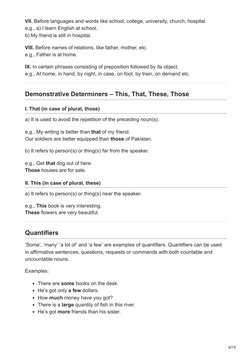 Class 10 Determiners Grammar Notes | PDF | Noun | Grammatical Number