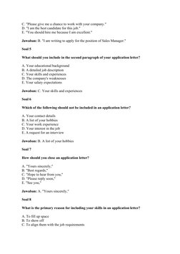 Application Letter Practice Questions | PDF | Career & Growth