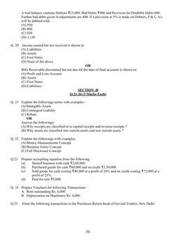 Class 11 Accountancy Sample Paper 2024 | PDF | Debits And Credits | Cheque