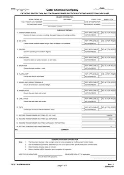Rectifier Inspection Checklist Cathodic Protection Transformer Checklist | PDF | Transformer | Rectifier