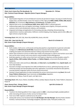 Work Experience:
Client: Conn’s Home Plus (The Woodlands, Tx)                                          November 23 – Till Dat