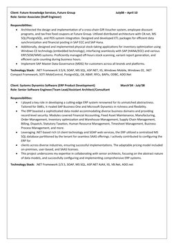 Client: Future Knowledge Services, Future Group                                               
July08 – April 10
Role: Senior