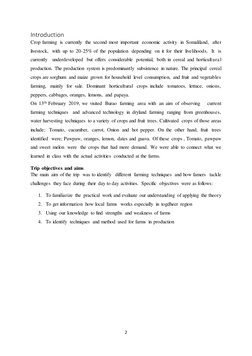 2 
 
Introduction 
Crop farming is currently the second most important economic activity in Somaliland, after 
livestock, wit