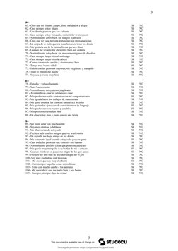 3
Descargado por tinedo sergio (sergiotinedo94@gmail.com)
P+
61.- Creo que soy bueno, guapo, listo, trabajador y alegre
SI
NO