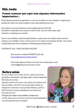 @pinkunicorn_crochet 
 
Oiê, tudo 
bem? 
 
 
 
 
 
Vamos começar por aqui com algumas informações 
importantes… 
Primeirament