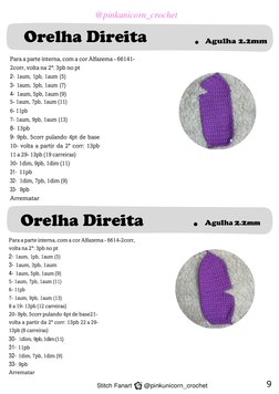 @pinkunicorn_crochet 
9 
Stitch Fanart 
@pinkunicorn_crochet 
 
 
 
Agulha 2.2mm 
 
 
Para a parte interna, com a cor Alfazem