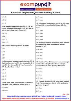 Ratio and Proportion Questions for RRB Exams | PDF | Ratio | Investing