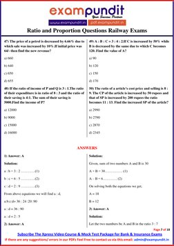 Ratio and Proportion Questions for RRB Exams | PDF | Ratio | Investing