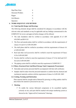 Method Statement for Tank Construction | PDF | Welding | Construction