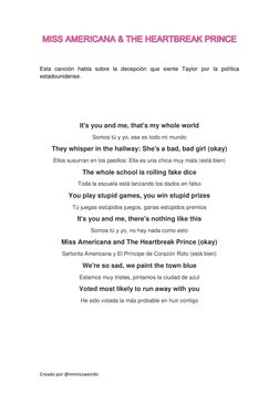 Creado por @immissweirdo MISS AMERICANA & THE HEARTBREAK PRINCE MISS AMERICANA & THE HEARTBREAK PRINCE
 
Esta canción habla s