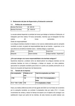 3.
Elaboración del plan de Supervisión y Evaluación comercial
3.1.
Política de remuneración
Barista (Part-time) 
S/. 420.00  