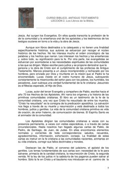 CURSO BIBLICO. ANTIGUO TESTAMENTO 
LECCIÓN 2. Los Libros de