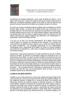 CURSO BIBLICO. ANTIGUO TESTAMENTO 
LECCIÓN 1. La Biblia, Pa