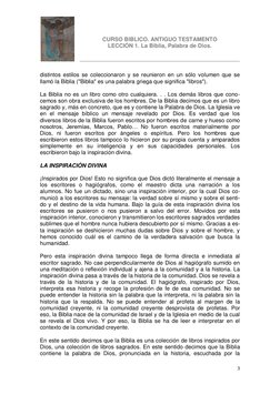 CURSO BIBLICO. ANTIGUO TESTAMENTO 
LECCIÓN 1. La Biblia, Pa