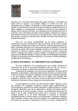 CURSO BIBLICO. ANTIGUO TESTAMENTO 
LECCIÓN 2. Los Libros de