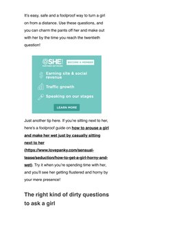 20 Dirty Questions to Turn Her On | PDF | Human Sexuality | Intimate ...